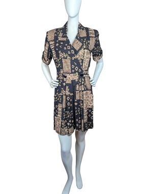 Vintage 90s Cleo Petites Patchwork Shorts Romper Jumpsuit Size 3/4 Fits XS/S